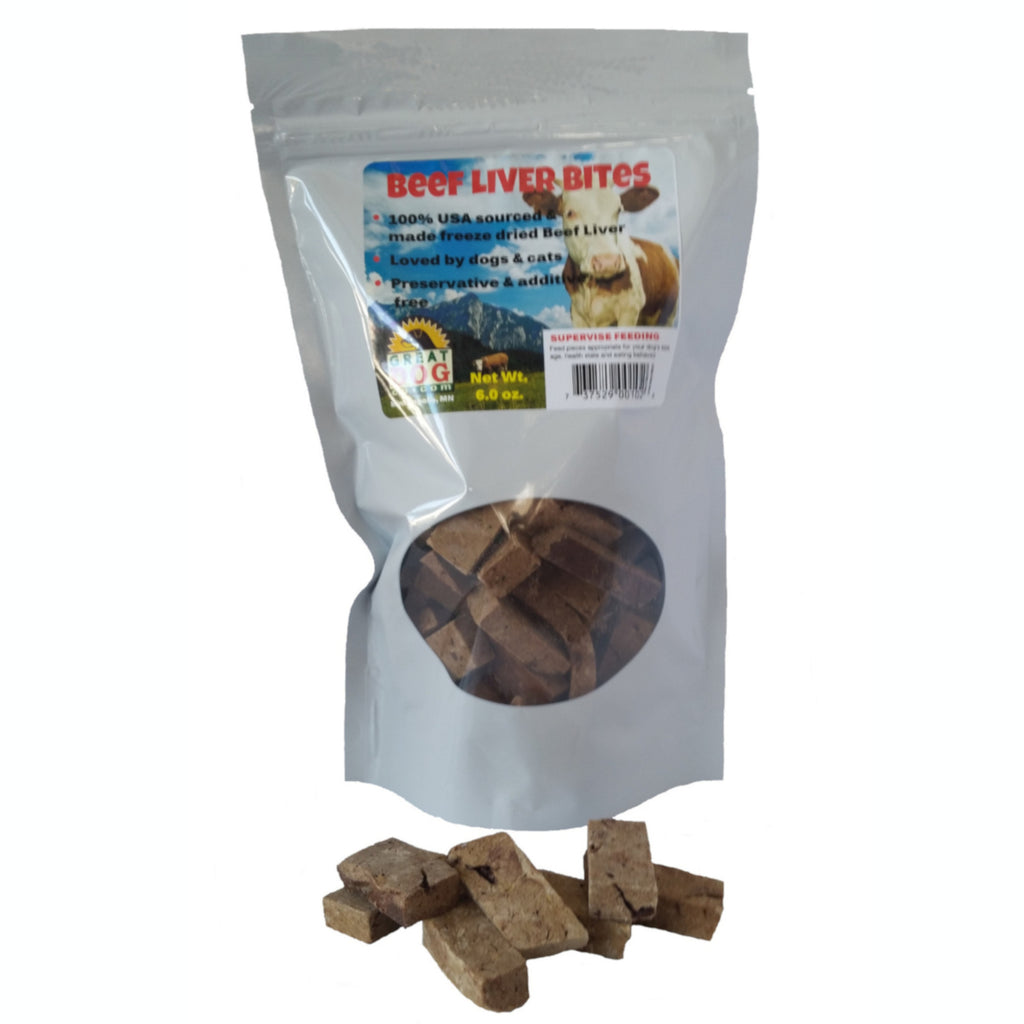 GREAT DOG Beef Liver Bites for Dogs 6.0 oz Bag - Sourced and Made in USA