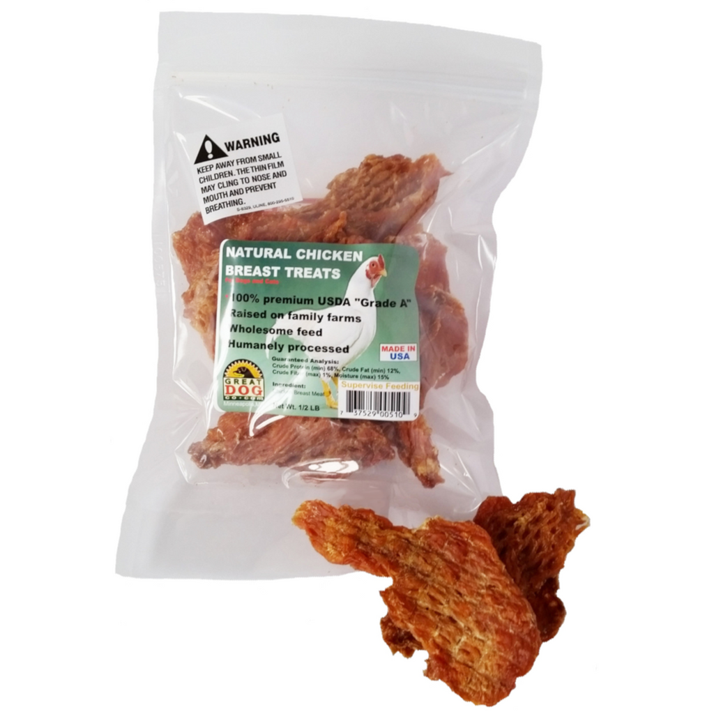 GREAT DOG Chicken Breast Treats - 1/2 LB Bag - Sourced and Made in USA