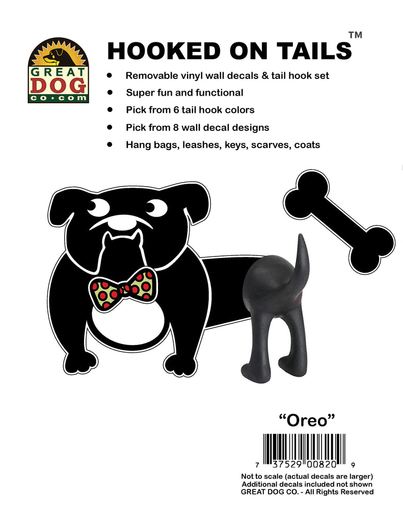 GREAT DOG Removable Vinyl Wall Decal and Dog Tail Hook Set (Oreo)