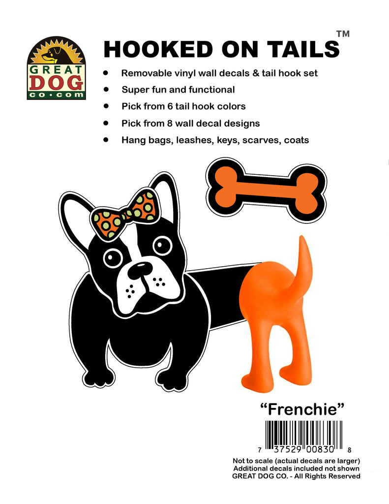 GREAT DOG Removable Vinyl Wall Decal and Dog Tail Hook Set (Frenchie)
