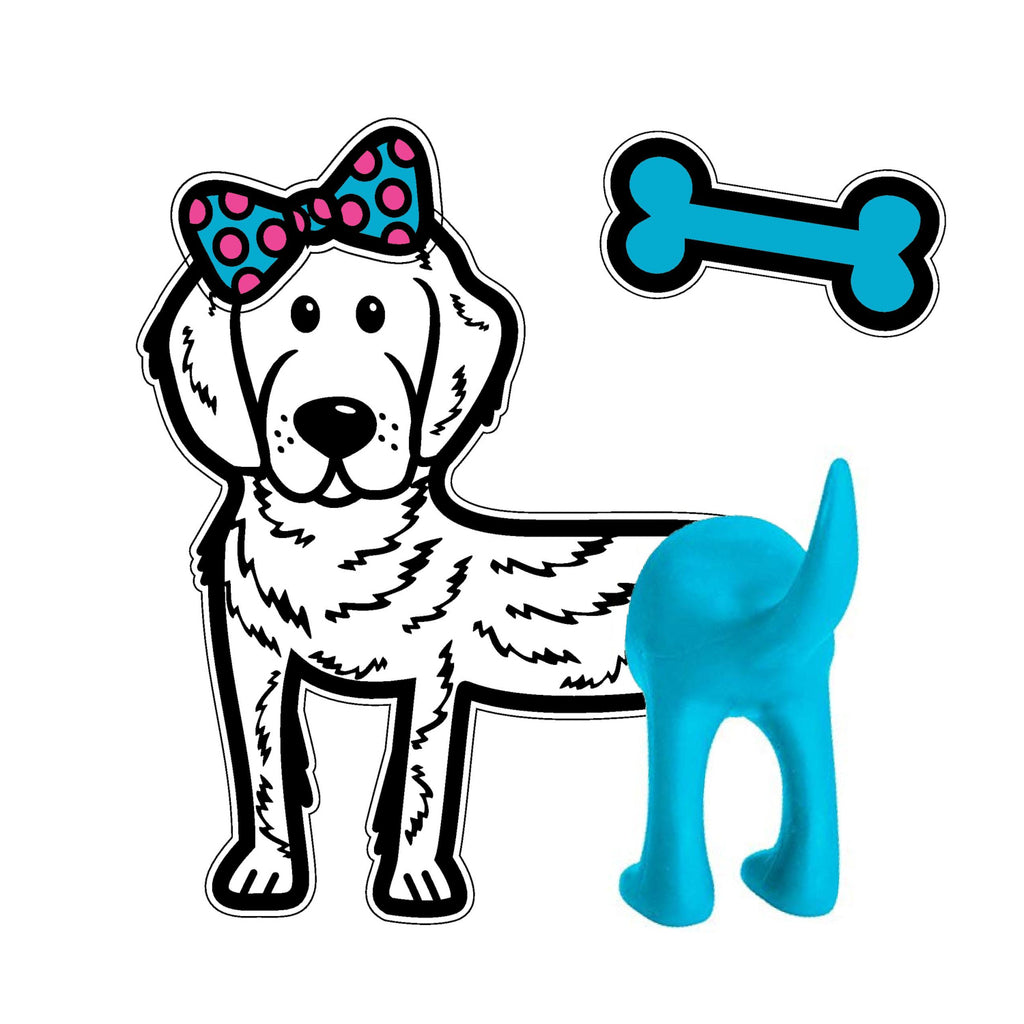 GREAT DOG Removable Vinyl Wall Decal and Dog Tail Hook Set (Sunny)