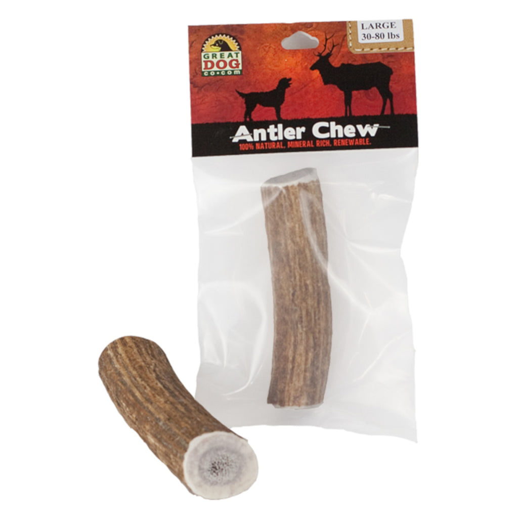 GREAT DOG Large Elk Antler Chews - Best for Dogs between 30-80 LBS - Sourced and Made in USA