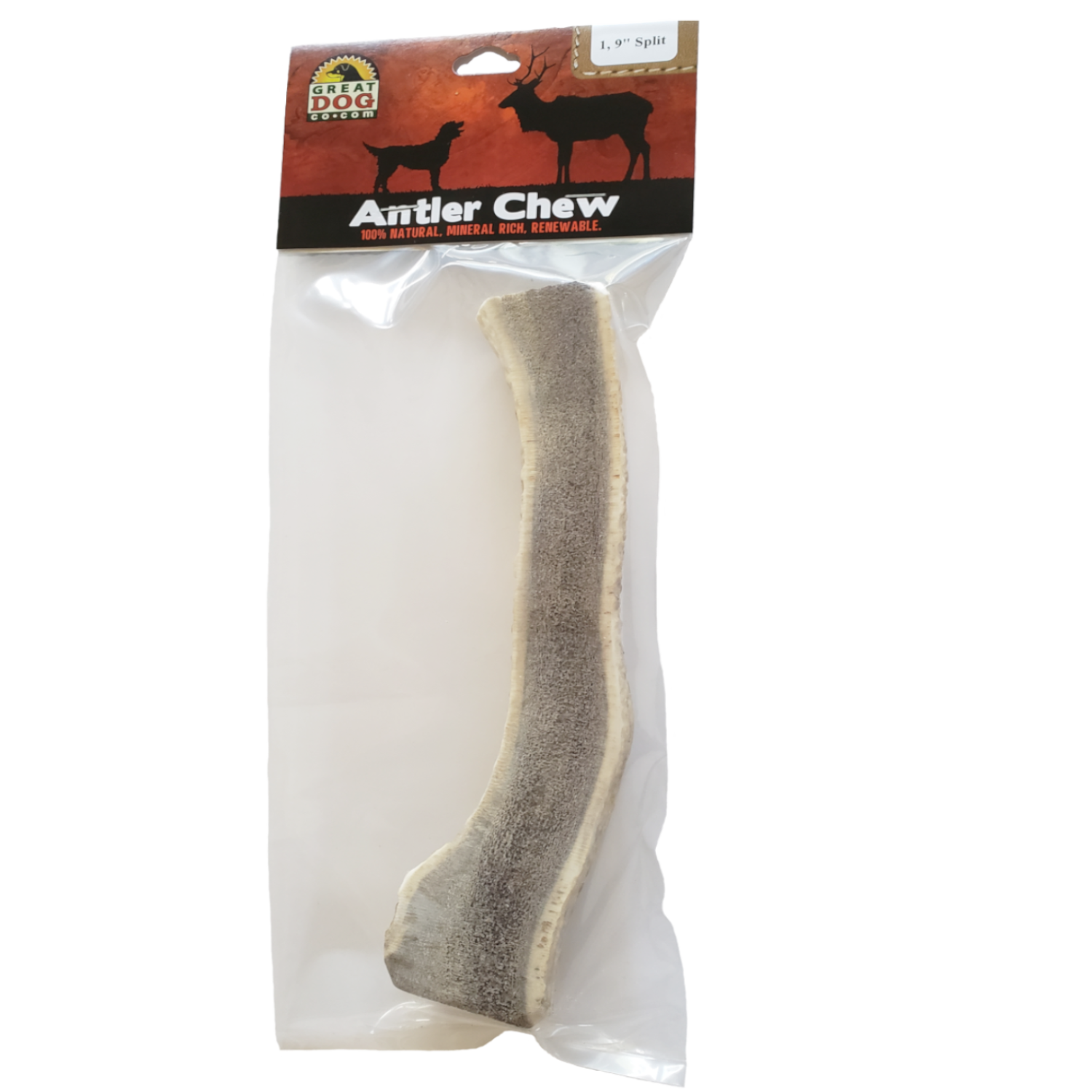 GREAT DOG 1, 9 Inch Split Red Deer Antler - Sourced and Made in USA