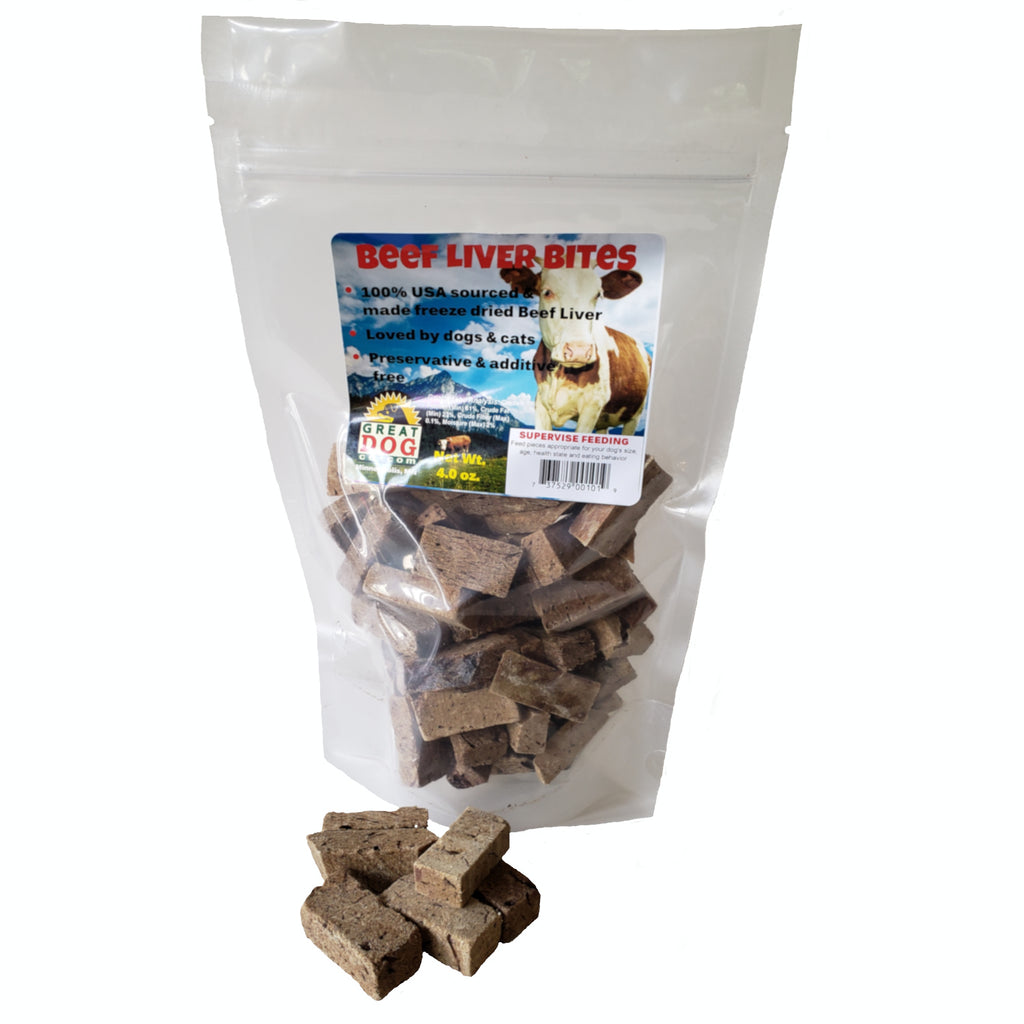 GREAT DOG Beef Liver Bites 4.0 oz Bag - Sourced and Made in USA