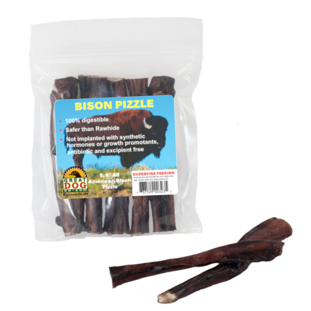 GREAT DOG Bison Bully Sticks - 5, 6 Inch Sticks - Sourced and Made in USA