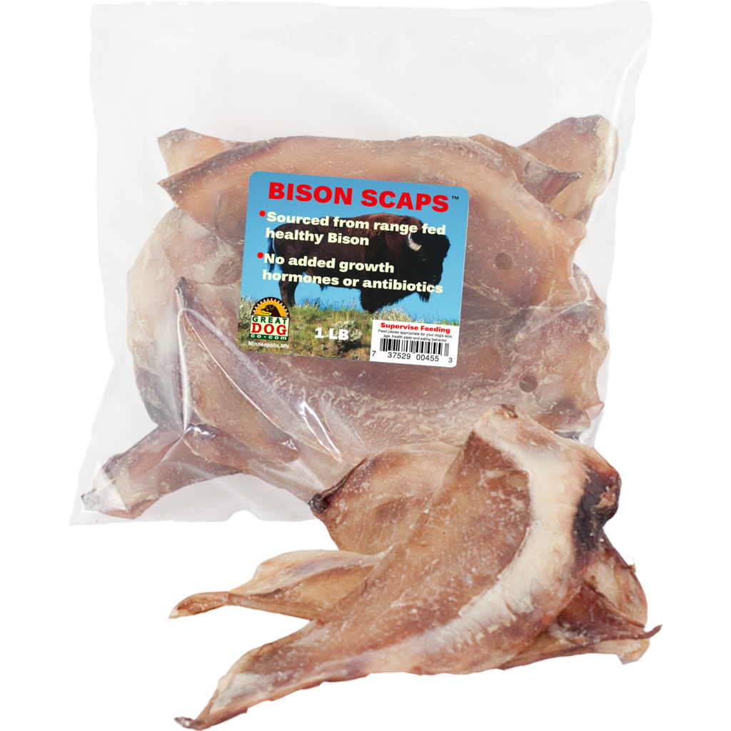 GREAT DOG Bison Scaps (Bison Scapula) 1 Pound Bag - (Approx. 10-11 Pieces) - Sourced and Made in USA