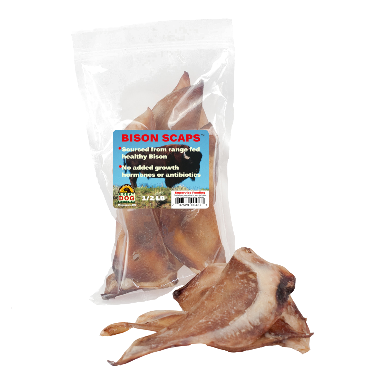 GREAT DOG Bison Scaps (Bison Scapula) 1 Pound Bag - (Approx. 10-11 Pieces) - Sourced and Made in USA