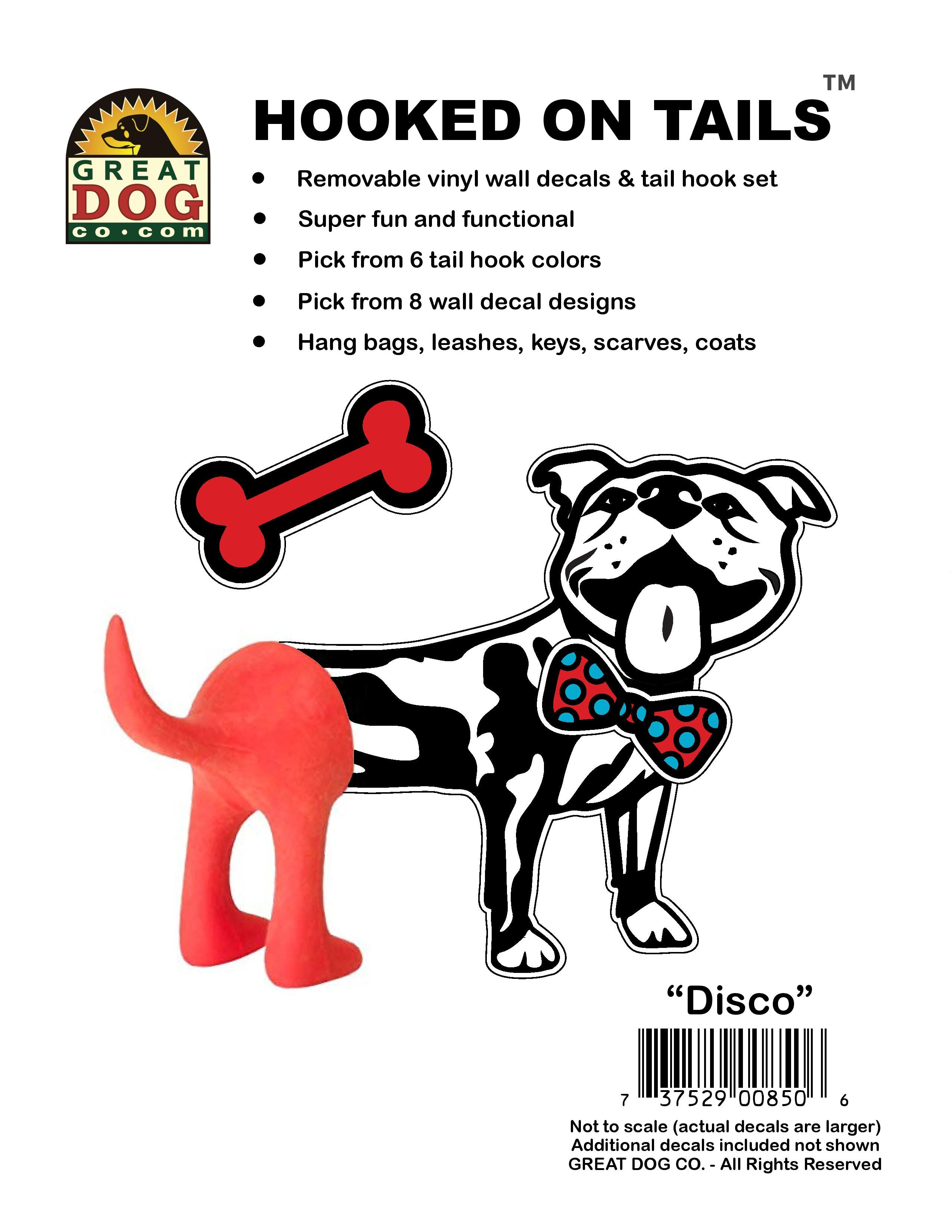 GREAT DOG Removable Vinyl Wall Decal and Dog Tail Hook Set (Disco)