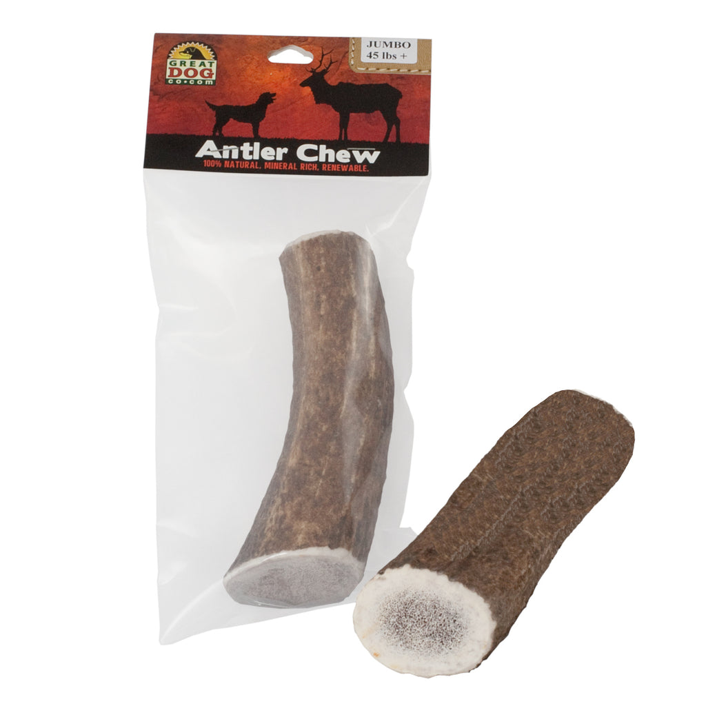 GREAT DOG Jumbo Elk Antler Chews - Best for Dogs 45+ LBS - Sourced and Made in USA