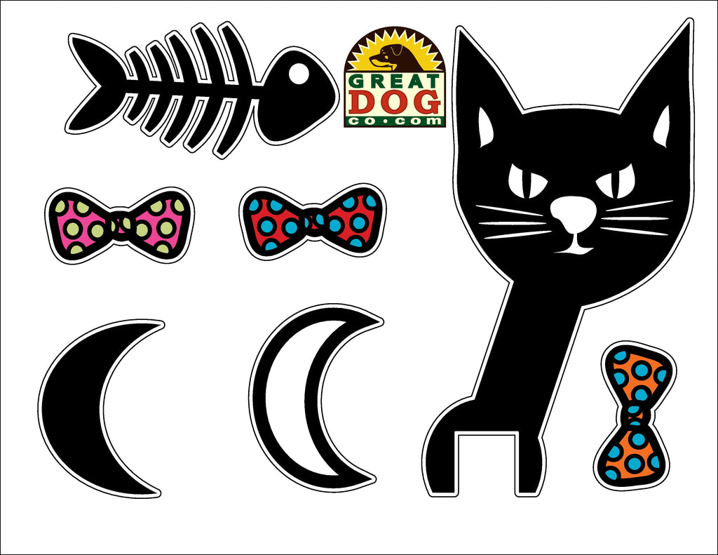 GREAT DOG Removable Vinyl Wall Decal and Cat Tail Hook Set (Midnight)