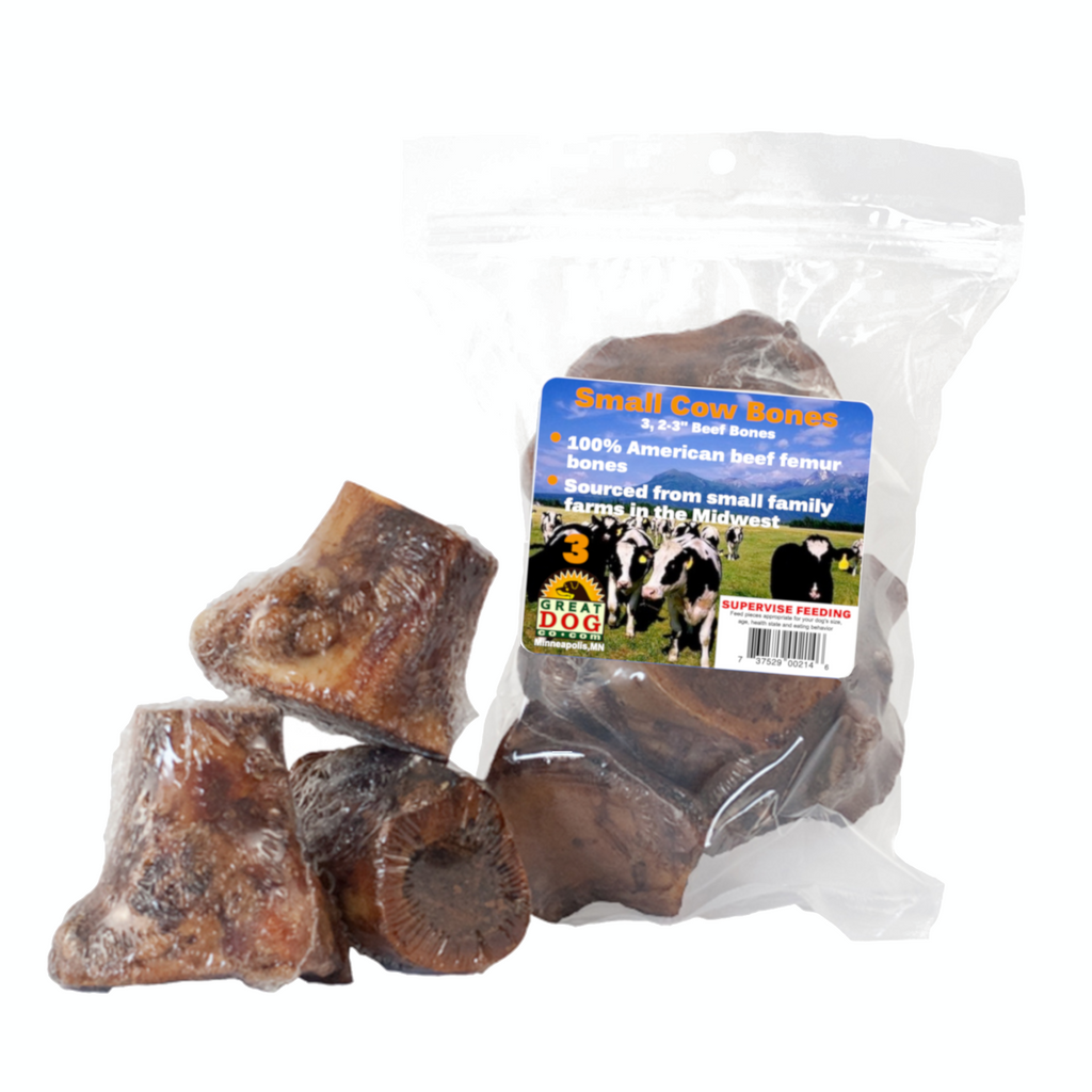 GREAT DOG Small Beef Bones 3, 2-3 Inch Bones - Sourced and Made in USA