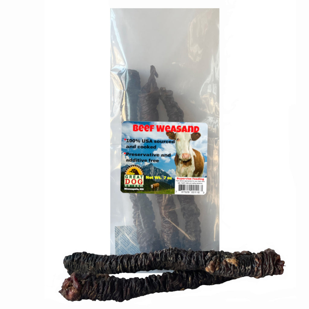 GREAT DOG Beef Weasand 7 oz Bag (Beef Esophagus or Gullet) - Sourced and Made in USA